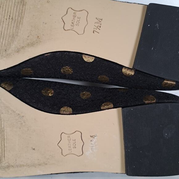 Talbots Blair Cap Toe Ballet Flats Womens 7.5 Black Gold Foil Dot Jacquard Shoes - Picture 12 of 14